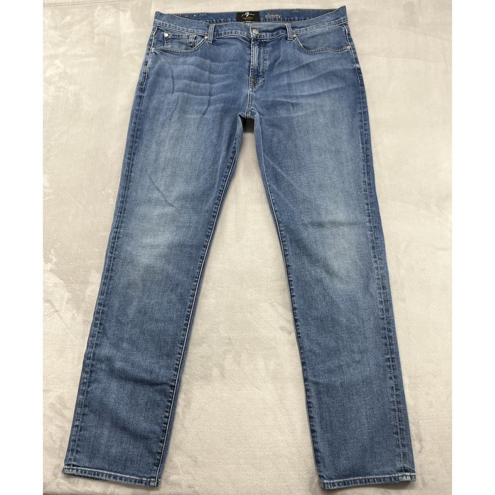 7 For All Mankind Jeans Men 40 Blue Wash Slimmy Foolproof Denim Whisker Straight